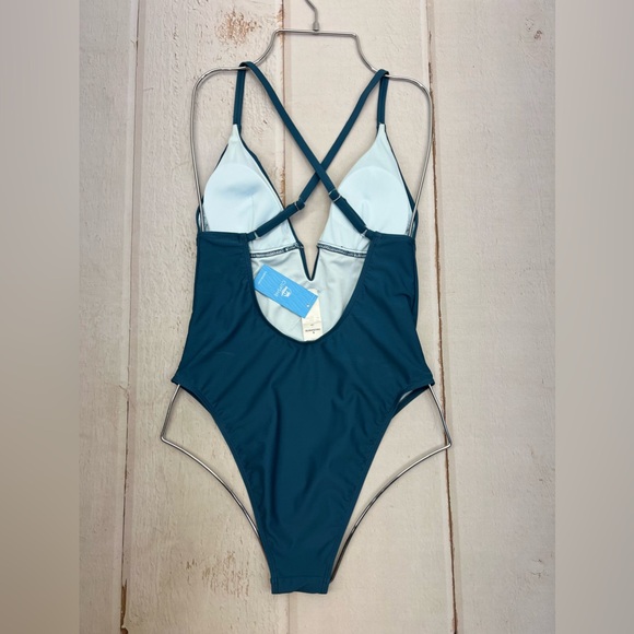Swimsuit One Piece Bathing Suit Deep V Neck Crisscross Back Adjustable Strap - Picture 12 of 17